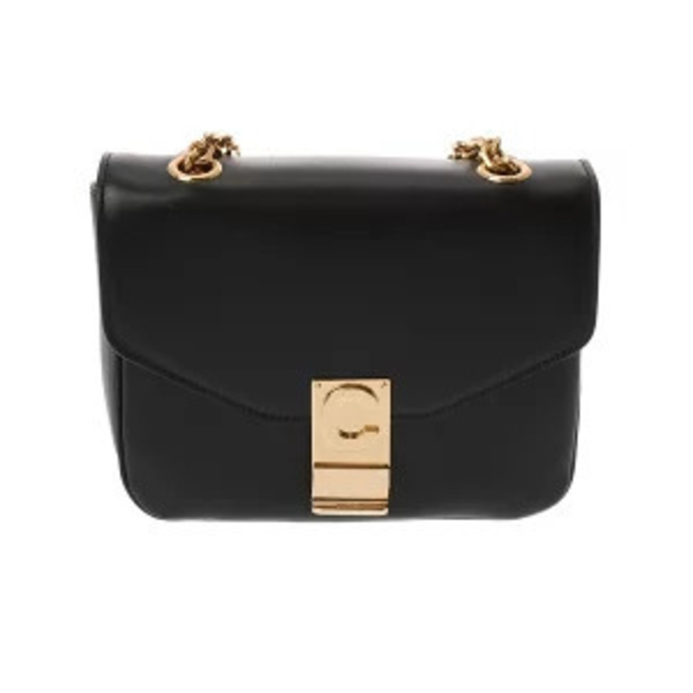 Celine C Chain Shoulder Bag Black Calf Leather